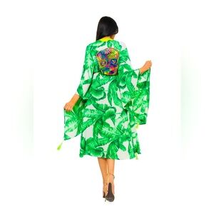 Aromena swim cover up kimono cashmere sugar skull